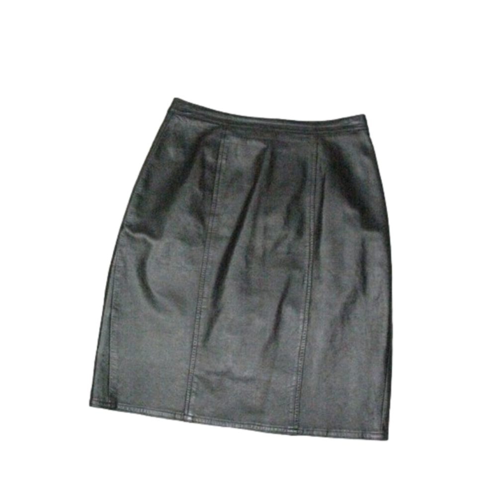 In Transit Black Lined Leather Pencil Skirt Size 8